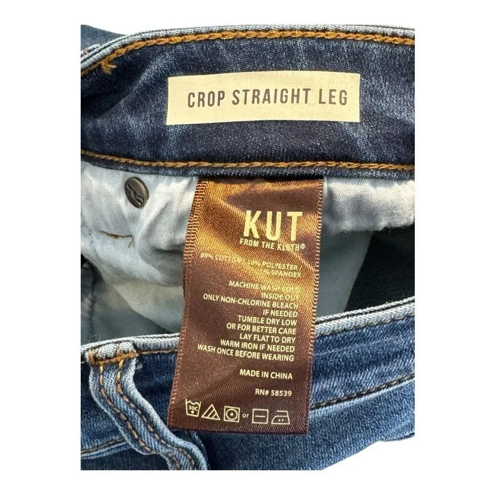 NEW KUT from the Kloth Women's‎ Crop Straight Leg Jeans Size 2 Blue Denim NWT